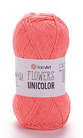 Пряжа Flowers Unicolor-736 яскравий корал