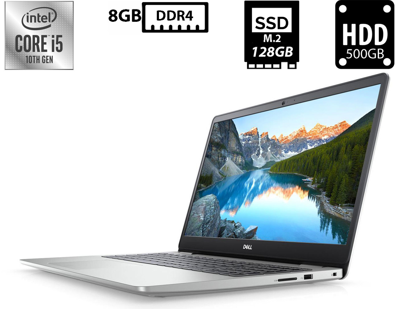 Ноутбук Dell Inspiron 5593/15.6”IPS 1920x1080/Core i5-1035G1 1.00GHz/8GB/SSD 128GB+HDD 500GB/Intel UHD Graphics Камера Б/В