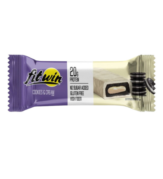 Батончик FitWin COOKIES&CREAM з начинкою, БЕЗ ЦУКРУ 60 г 33%