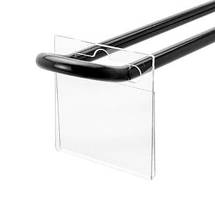 Цінникотримач на гачок 40х30мм, тримач цінника навісний, пластиковий з ПЕТ.