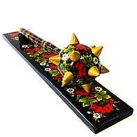 Булава Петриківський розпис КАЛИНА ручної роботи з дерева 40 см на підставці Український сувенір