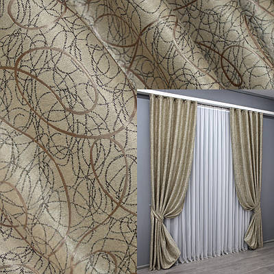 Комплект штор (2шт. 1х2,7м.) блекаут-софт, колекція "Жаклін". Колір бежевий з карамельним. Код 671ш(Б) 31-366