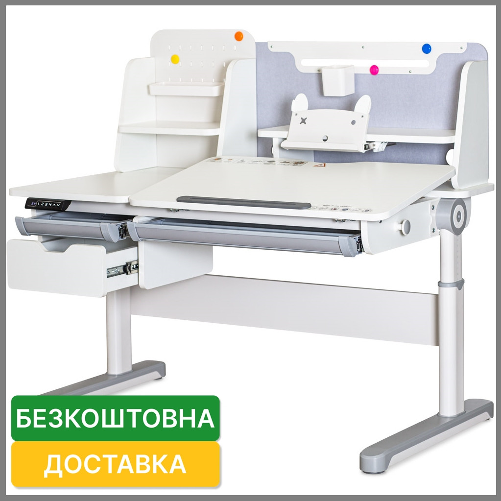 Дитяча парта трансформер для школяра з електричним регулюванням висоти Mealux Milton Electro