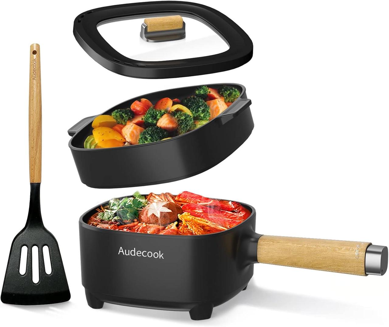 Каструля електрична багатофункціональна Audecook WD-1020B з пароваркою та антипригарною сковородою
