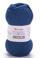 Пряжа Flowers Unicolor-756 синьо-джинсовий
