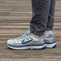 Срібні шкіряні чоловічі кросівки Nike P-6000 White Silver Blue Демісезонні Найк Аір Макс