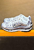Срібні шкіряні жіночі кросівки Nike P-6000 Metallic  Демісезонні кросівки Найк Аїр Макс