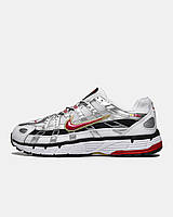 Білі шкіряні жіночі кросівки Nike P-6000 'Platinum Varsity Red' Демісезонні кросівки Найк Аїр Макс