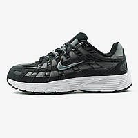 Сірі шкіряні жіночі кросівки Nike P-6000 Black White Grey Демісезонні кросівки Найк Аїр Макс