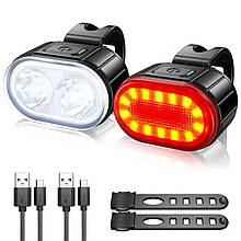 Велокомплект ліхтарів ZH-078-2LED ліхтар + STOP-14SMD, waterproof, Li-Ion акум, ЗУ Type-C