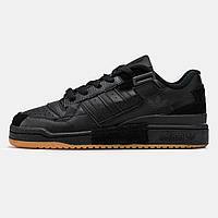 Чорні шкіряні жіночі кросівки Adidas Forum 84 Low Exhibit Black Gum Демісезонні Адідас Форум