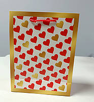 Подарунковий пакет серця 23х18х8см