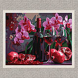 Картина за номерами Натюрморт. Гранатове вино та орхідеї 30*40 см Ідейка KHO 5696, фото 2