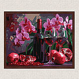 Картина за номерами Натюрморт. Гранатове вино та орхідеї 30*40 см Ідейка KHO 5696, фото 3