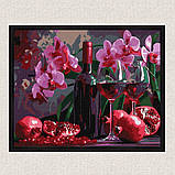 Картина за номерами Натюрморт. Гранатове вино та орхідеї 30*40 см Ідейка KHO 5696, фото 4