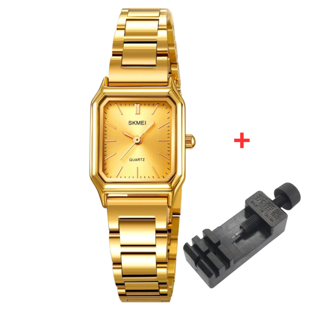 Skmei 2237GD Gold Жіночий годинник прямокутної форми з металевим браслетом