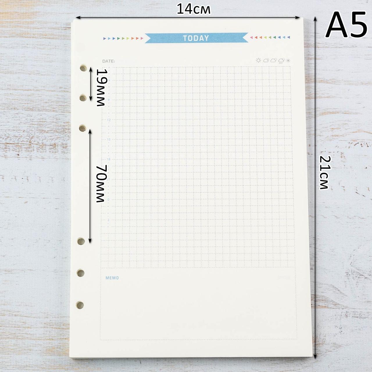 Блок паперу для планера А5 слонова кістка клітинка 6 отворів 40 аркушів BDP048, фото 1