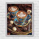 Картина за номерами Солодка кава з фарбами металік. Натюрморт 40*50 см Ідейка KHO 5713 exp, фото 6