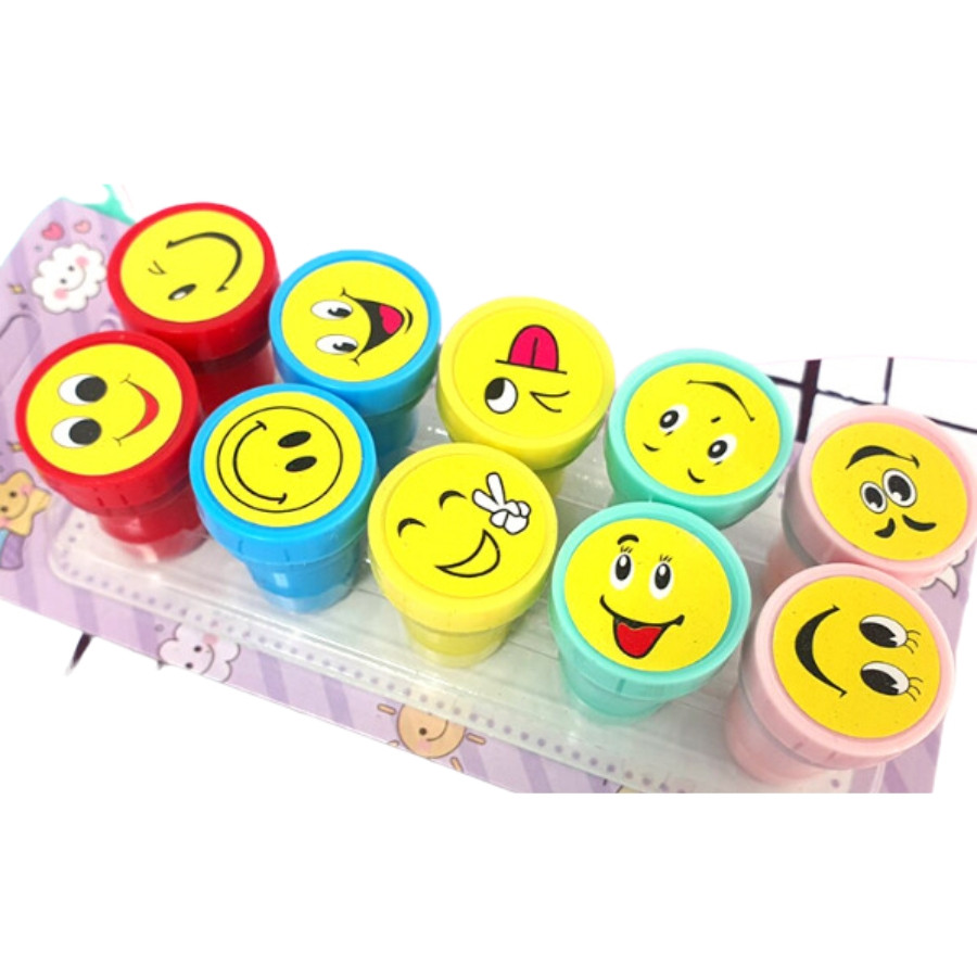 Набір штампів дитячих, 2,5х3,5 см, 10 штук, кольоровий в асортименті, фото 1