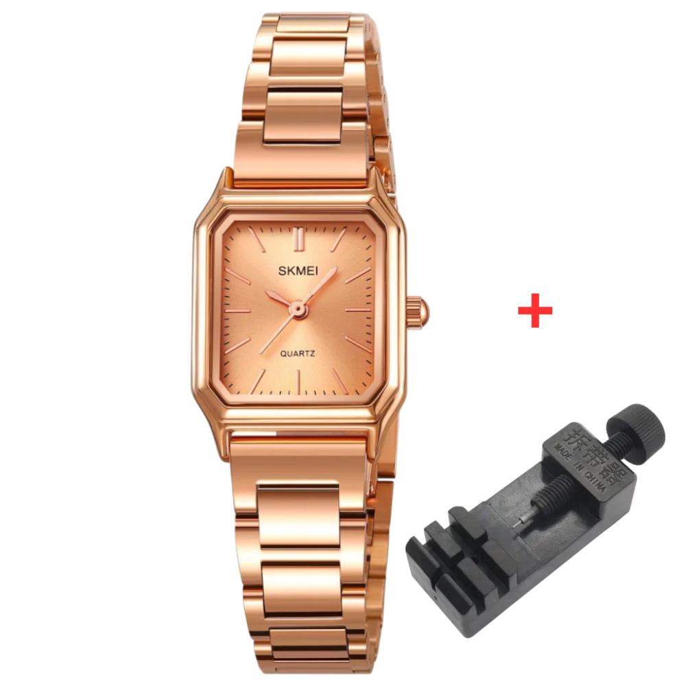 Skmei 2237RG Rose Gold Жіночий годинник прямокутної форми з металевим браслетом