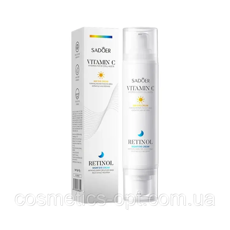 Денний крем з Вітаміном С 10g + Нічний крем з Ретинолом 10g SADOER Vitamin C Day Retinol Night Eye Cream