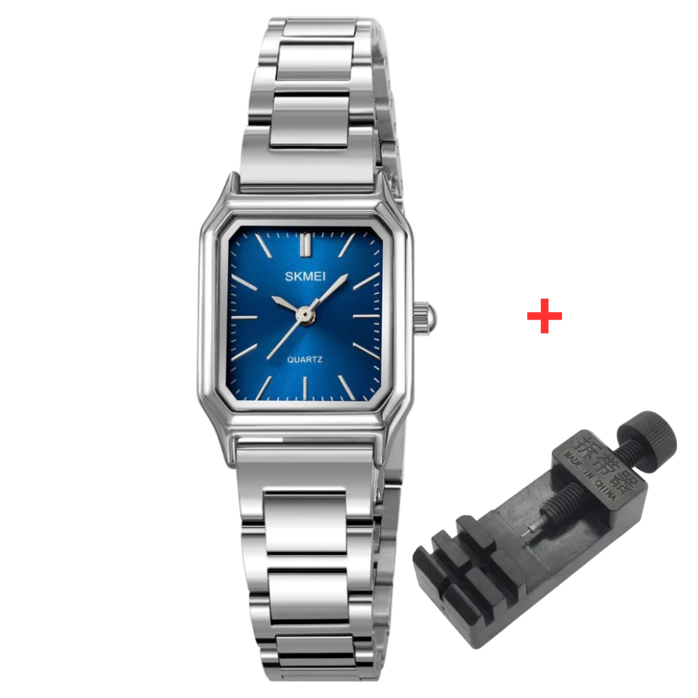 Skmei 2237SIBU Silver-Blue Жіночий годинник прямокутної форми з металевим браслетом