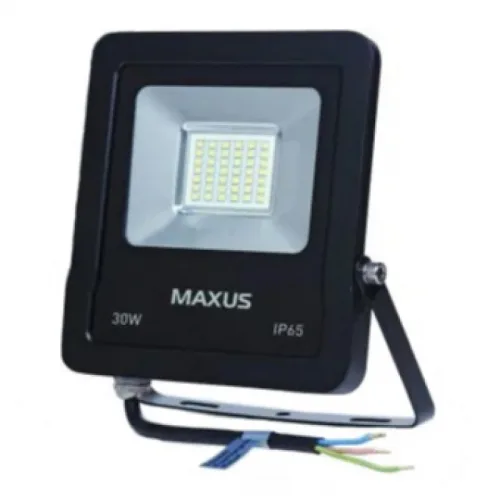 Світлодіодний прожектор Maxus Flood SMD 2850лм IP65 5000K 30W (Чорний), фото 1