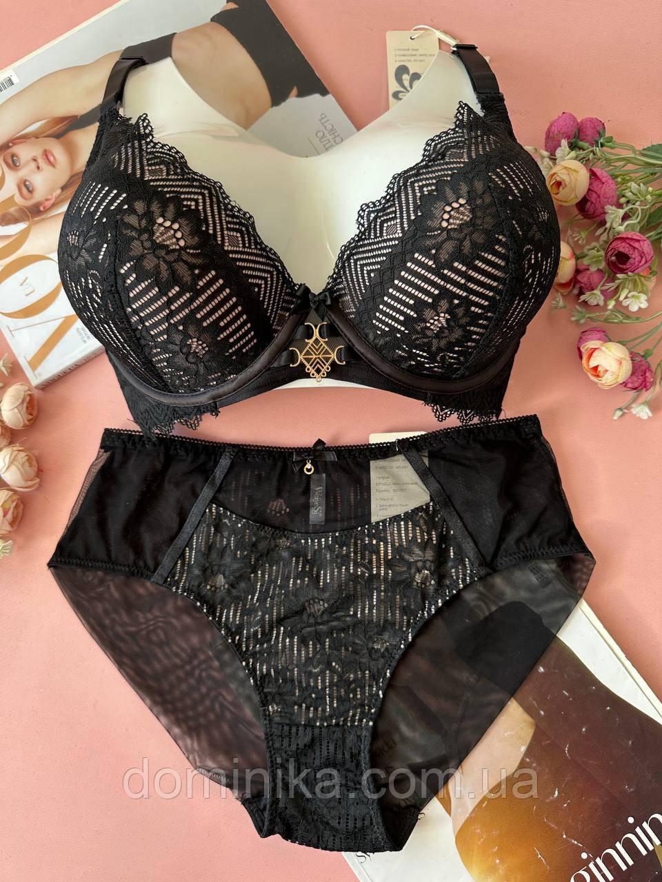 80/85/90/95/100D Жіноча нижня білизна на чашку D чорно-бежевий