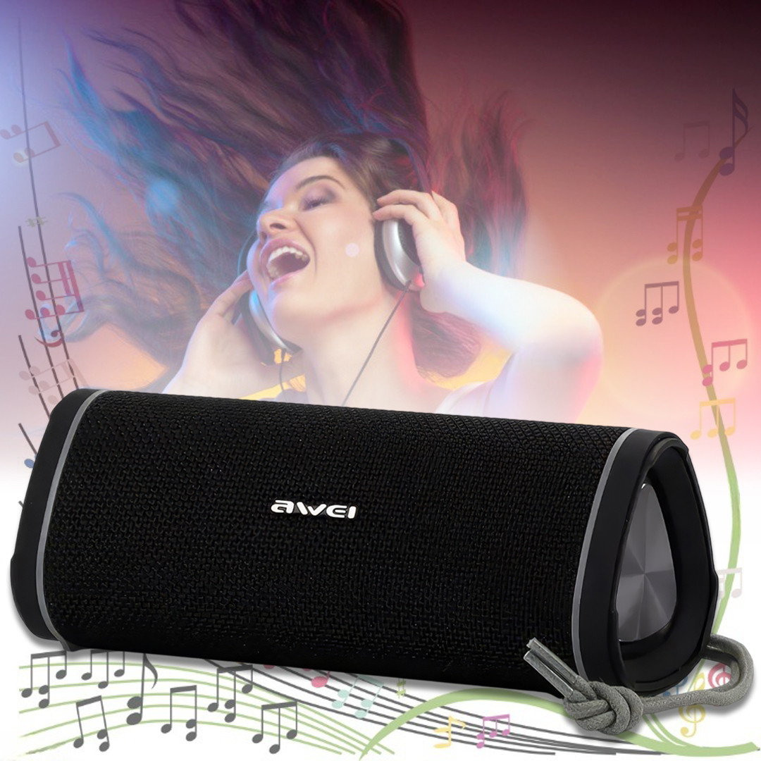 Бездротова міні-колонка Bluetooth з водозахистом IP6 AWEI Y331 10Вт Чорна, фото 1