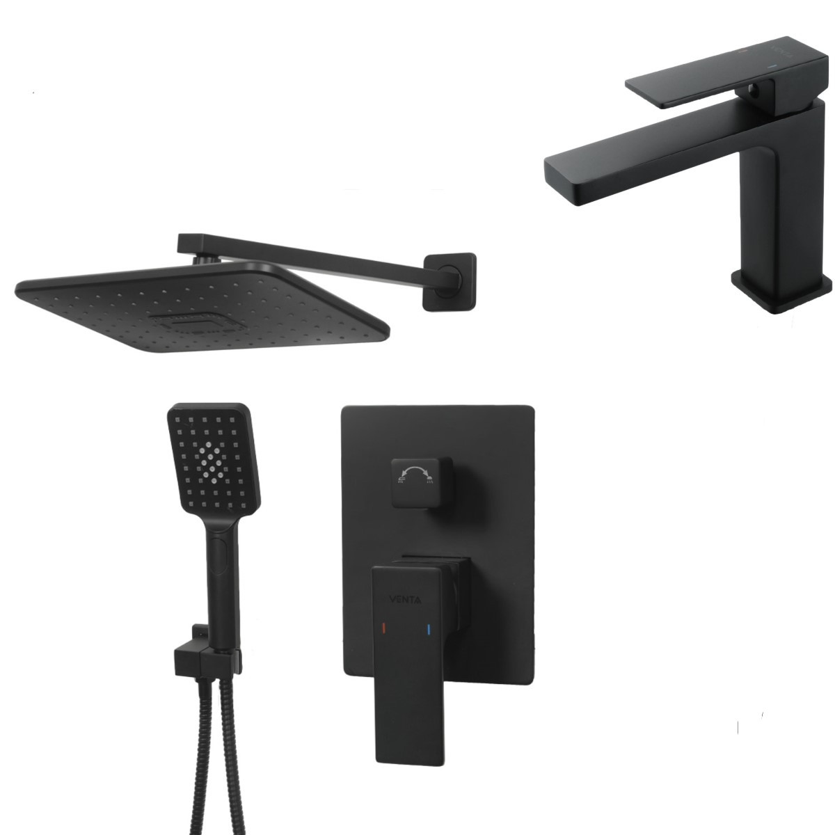 Душова система для душу VENTA BR625SB Black прихованого монтажу на два споживачі/змішувач для умивальника