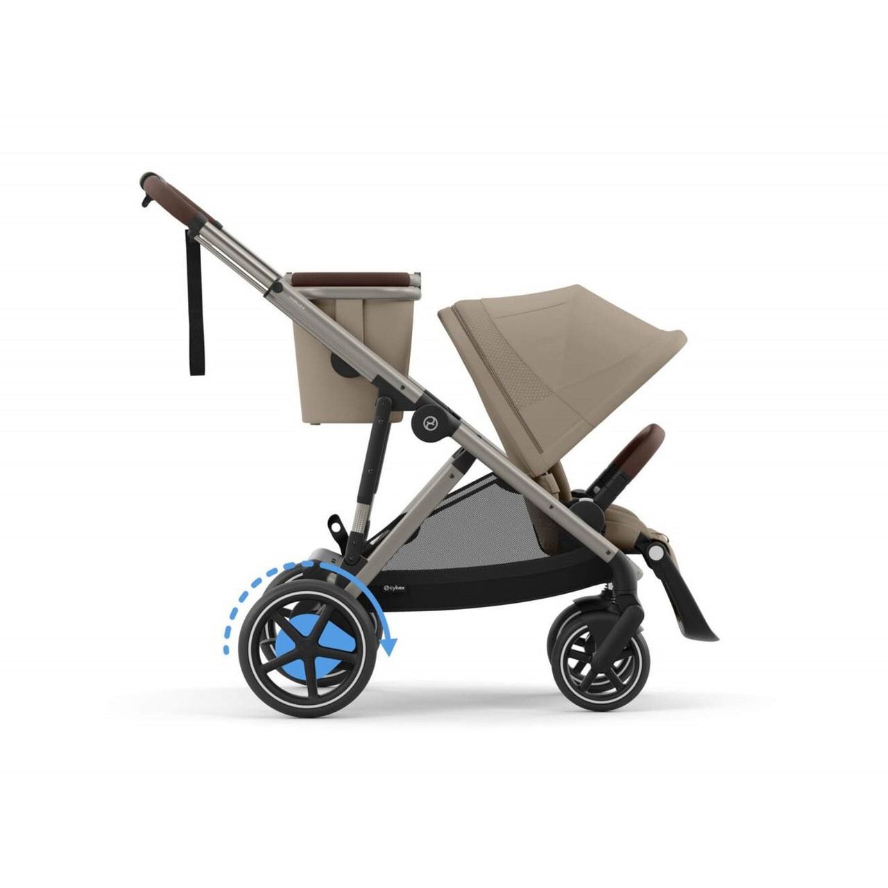 Коляска прогулянкова з двомісним шасі Cybex eGazelle S TPE Almond Beige Бежева