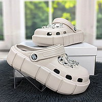 Сабо крокси жіночі на платформі колір білий  з ланцюжком .Розмір 36,37,38, 40