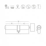 ЦИЛІНДР КЛЮЧ/ТУМБЛЕР P6P50/40T SN МАТОВИЙ НІКЕЛЬ, фото 2