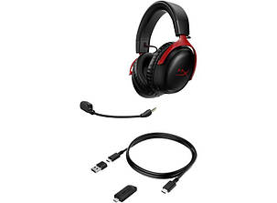 Гарнітура ігрова HyperX Cloud III, WL/USB-A/USB-C, чорно-червоний