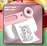 Дитячий фотоапарат із функцією миттєвого друку фотографій для дівчаток із сенсорним екраном і 2 камерами, фото 6