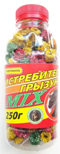 Винищувач від гризунів 250 г гран. 3 кольори
