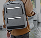 Чоловічий міський рюкзак з USB / рюкзак зі світловідбивними вставками / Рюкзак для ноутбука Сірий, фото 4