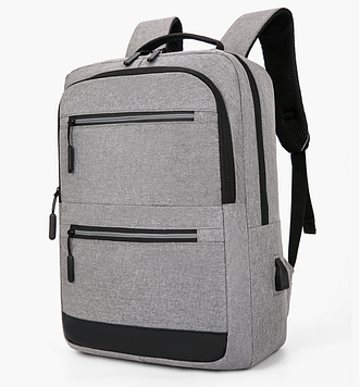 Чоловічий міський рюкзак з USB / рюкзак зі світловідбивними вставками / Рюкзак для ноутбука Сірий