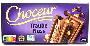 Шоколад Молочний Choceur Trauben Nuss з Фундуком та Ізюмом 200 г Німеччина