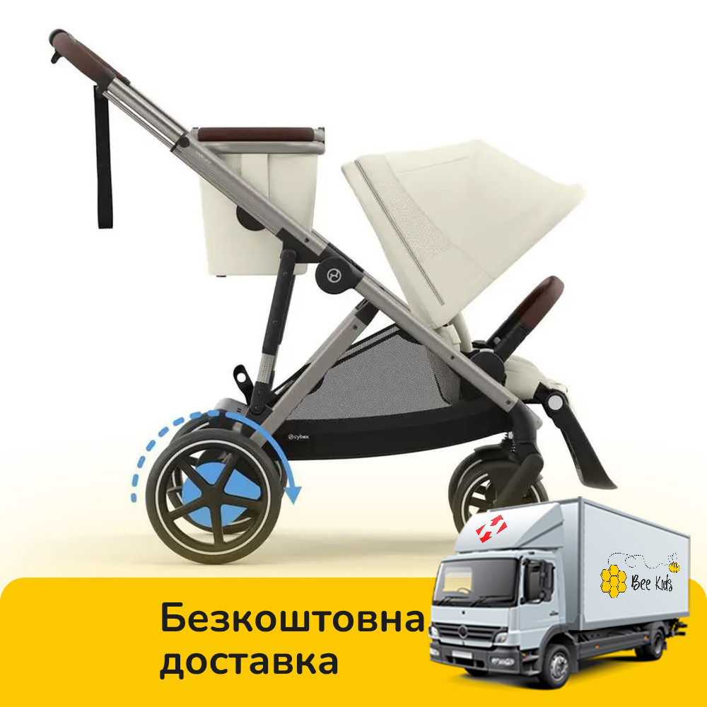 Коляска прогулянкова з двомісним шасі Cybex eGazelle S TPE Seashell Beige Світло-Біжова, фото 1