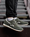 Чоловічі кросівки замшеві Reebok Classic  весна-осінь демісезонні (хакі). Живе фото, фото 6