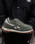 Чоловічі кросівки замшеві Reebok Classic  весна-осінь демісезонні (хакі). Живе фото, фото 9