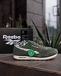 Чоловічі кросівки замшеві Reebok Classic  весна-осінь демісезонні (хакі). Живе фото, фото 3