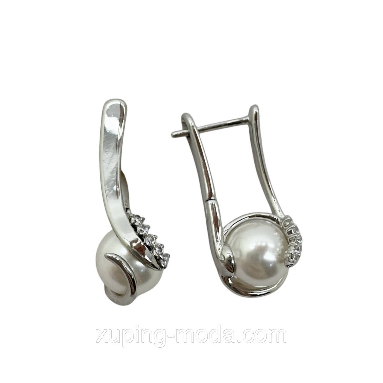 Сережки жіночі xuping. 25х7 мм. Родій, фото 1