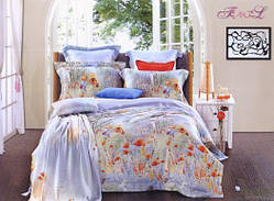 Постіль шовк бамбук євро квіткова|KuNmeng