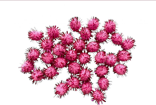 Помпони з люрексом 1,5см рожеві