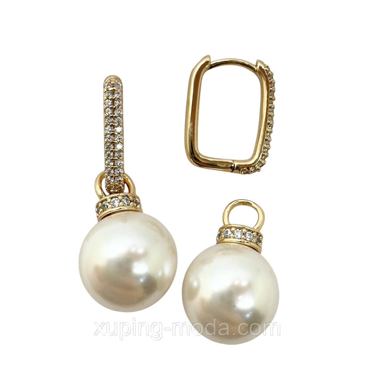 Сережки жіночі xuping. 30х11 мм. 18 к, фото 1