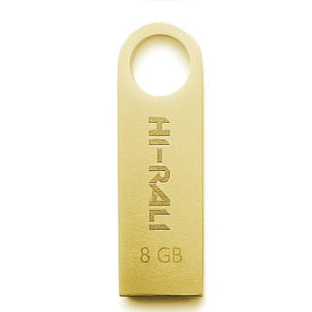 Флешнакопичувач USB 8 GB Hi-Rali Shuttle Series Gold, стильний металевий корпус, компактний дизайн HI-8GBS