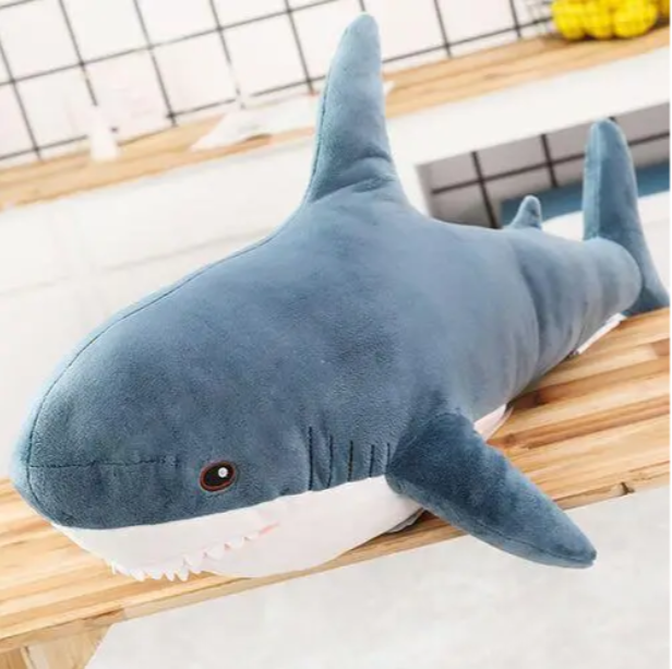 М'яка іграшка Акула 80см, кумедна м'яка подушка-обнімашка 2 в 1, Синя