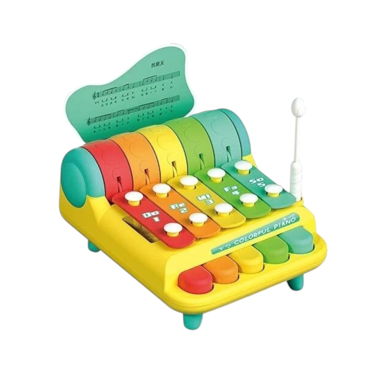 Ксилофон (5 пластин, стукіт, натискання кнопок, обертання кілець, 3 листи з нотами) YL 1022-35 ШТРИХ=90154, фото 1